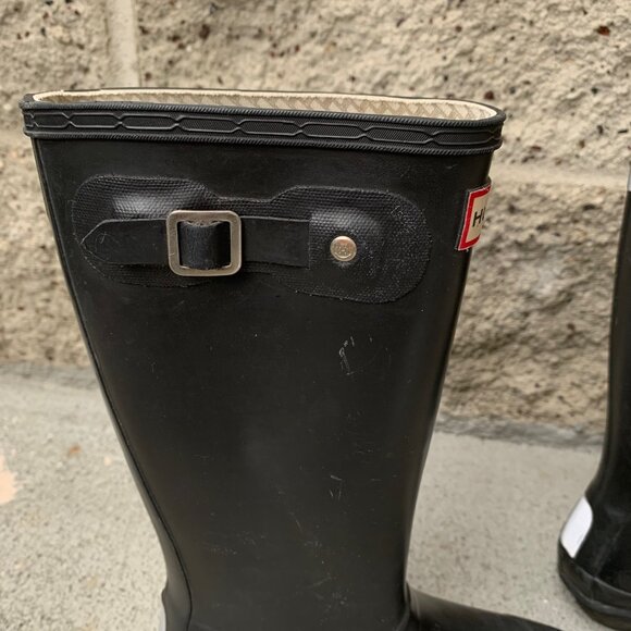 HUNTER Original Rain Boots US 2 EU 32 Big Kids Black High Gum Boot Rubber - Picture 12 of 15